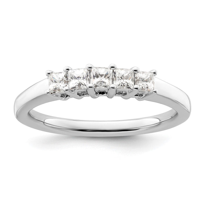 High-Quality 14K White Gold 5-Stone Diamond Band Setting for 5 Princess Cuts-1