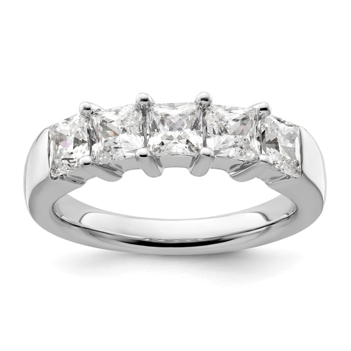 Buy Stylish 14K White Gold 5-Stone Diamond Band Setting for 5 Princess Cut Diamonds-1