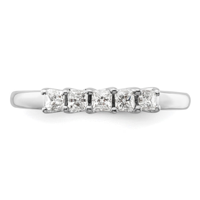 High-Quality 14K White Gold 5-Stone Diamond Band Setting for 5 Princess Cuts-5
