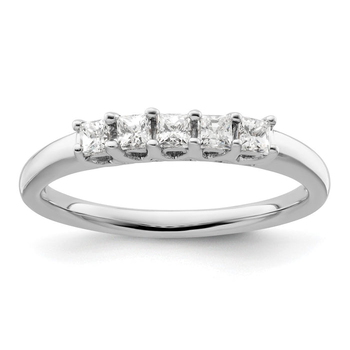High-Quality 14K White Gold 5-Stone Diamond Band Setting for 5 Princess Cuts-1