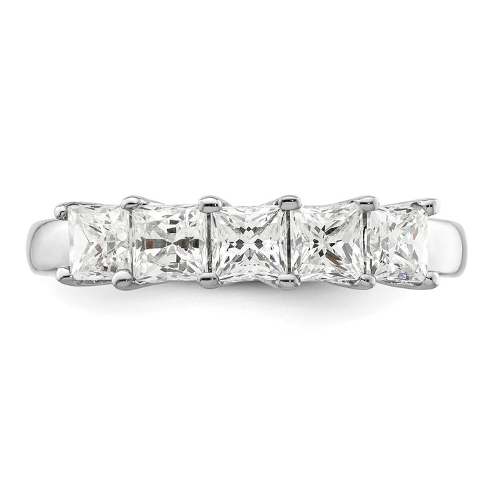 Exclusive 14K White Gold Diamond Band Setting for 5 Princess Cuts - Stylish Value-5