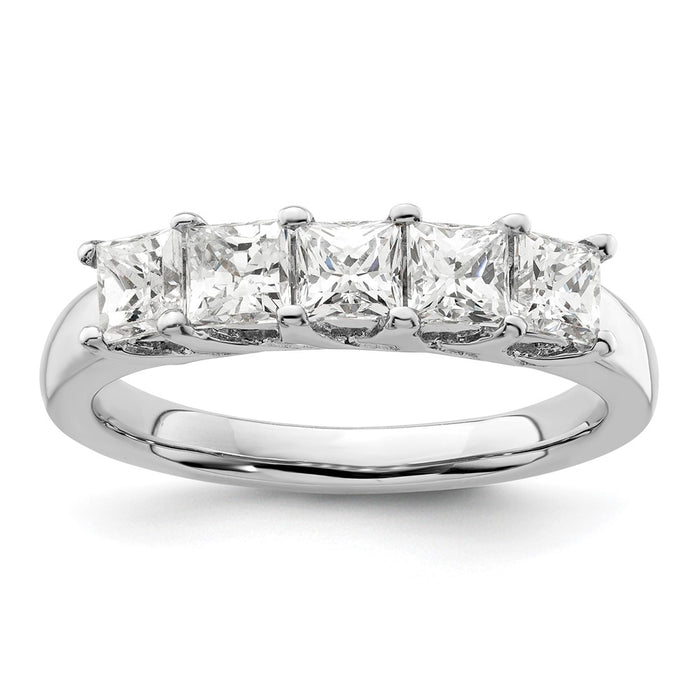 Exclusive 14K White Gold Diamond Band Setting for 5 Princess Cuts - Stylish Value-1