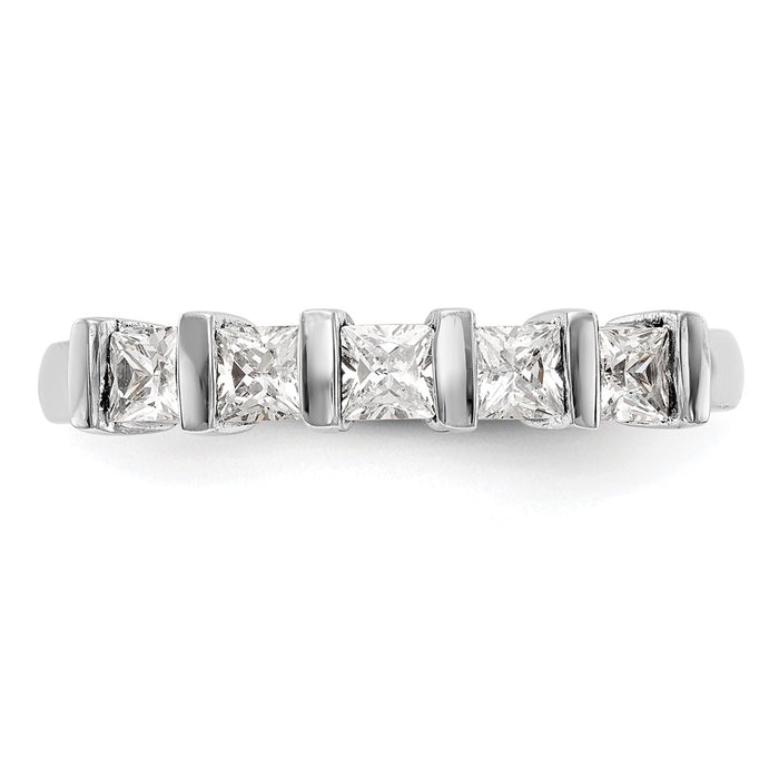 Exclusive 14K White Gold 5-Stone Diamond Band Setting for 5 Princess Cuts-5