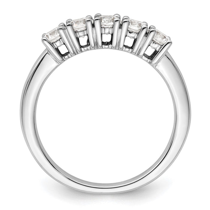 High-Quality 14K White Gold 5-Stone Diamond Band - Stylish 3/4 Carat Elegance-2