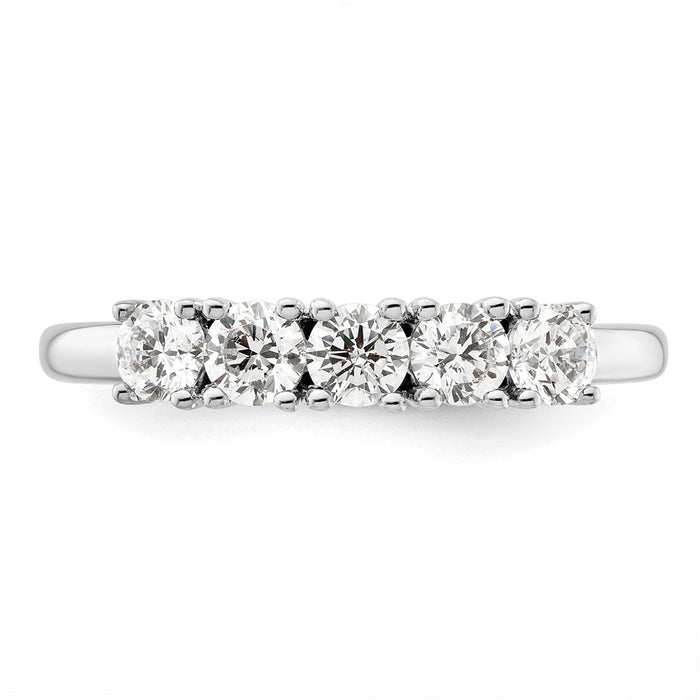 High-Quality 14K White Gold 5-Stone Diamond Band - Stylish 3/4 Carat Elegance-4