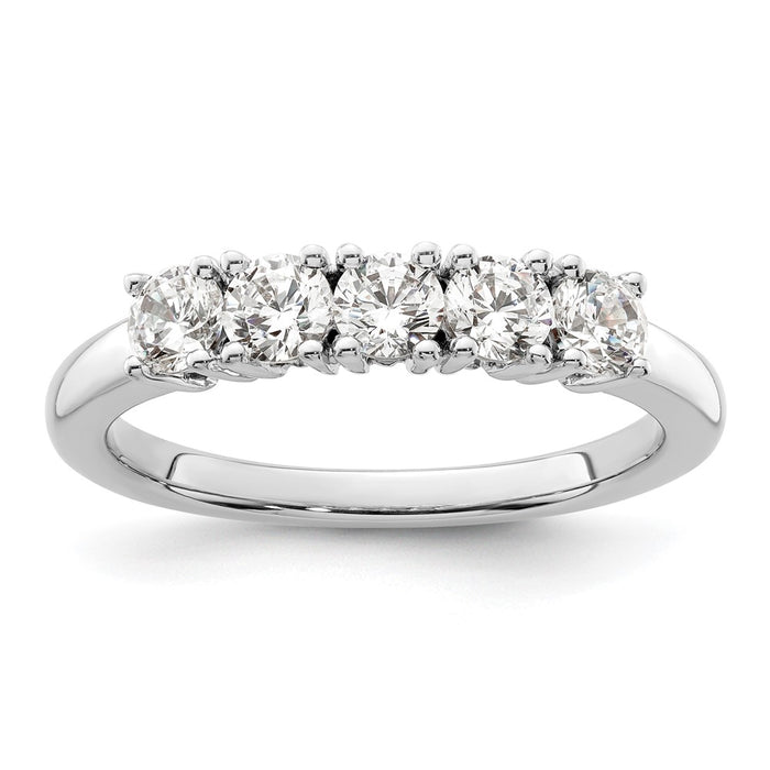 High-Quality 14K White Gold 5-Stone Diamond Band - Stylish 3/4 Carat Elegance-1