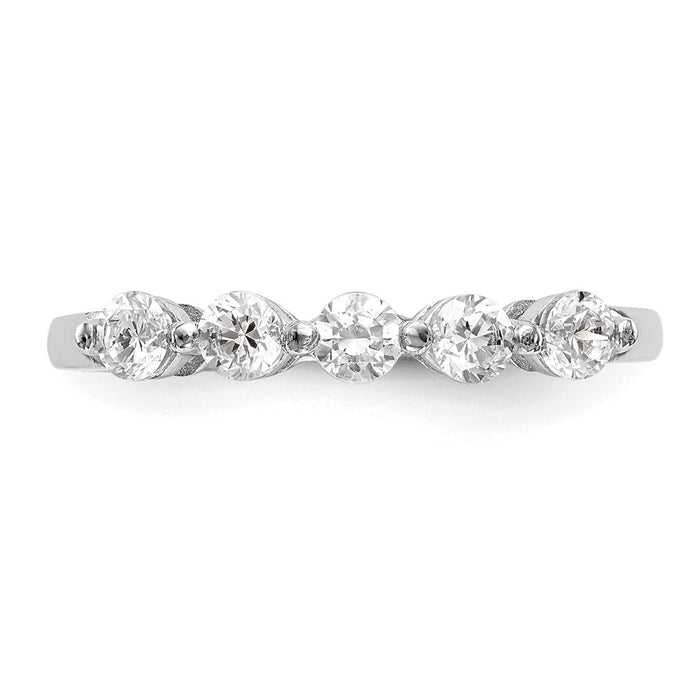 High-Quality 14K White Gold 5-Stone Diamond Band, 3/4 Carat - Stylish Value!-4