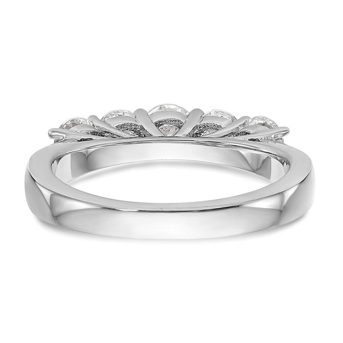 Buy 14K White Gold 5-Stone Band for 4.2mm Round Stone - Stylish 3/4 Carat Setting-5