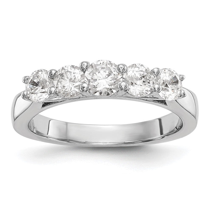 Buy 14K White Gold 5-Stone Band for 4.2mm Round Stone - Stylish 3/4 Carat Setting-1
