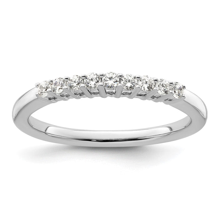 High-Quality 14K White Gold 9-Stone Diamond Band - Stylish 1/5 Carat Value-1