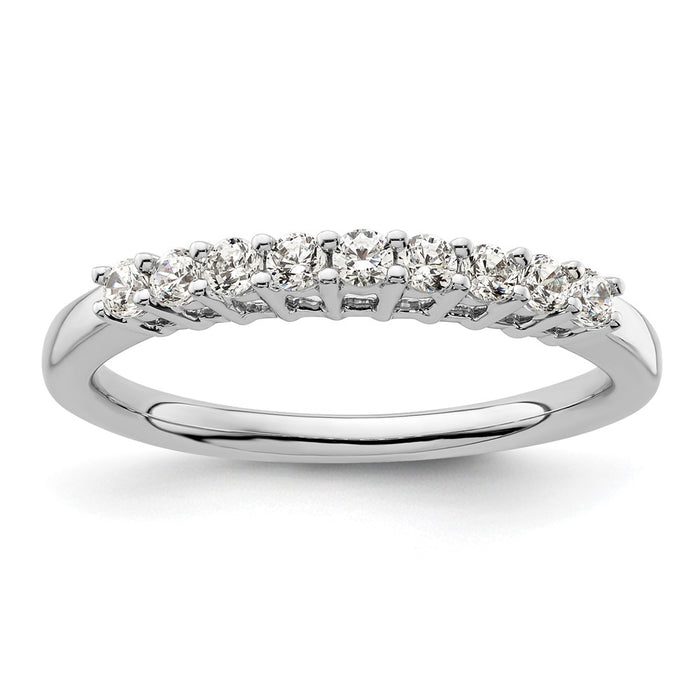 High-quality 14K White Gold 9-Stone Diamond Band, 1/3 Carat Value Deal!-1