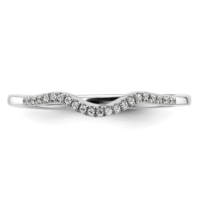 Exclusive 14K White Gold Contoured Wedding Band | 1/15 Carat Diamond Accents-4