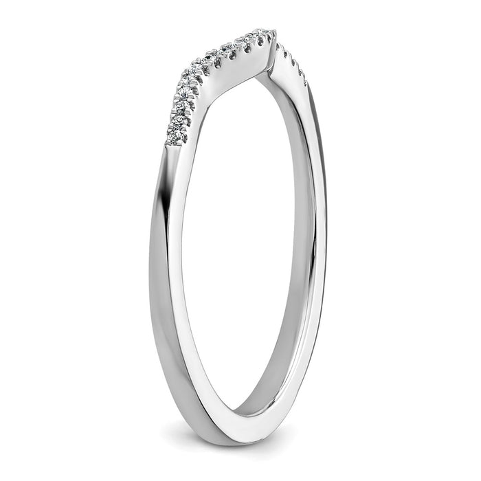 Exclusive 14K White Gold Contoured Wedding Band | 1/15 Carat Diamond Accents-6