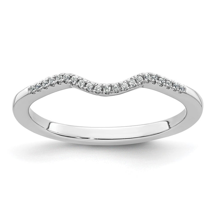 Exclusive 14K White Gold Contoured Wedding Band | 1/15 Carat Diamond Accents-1