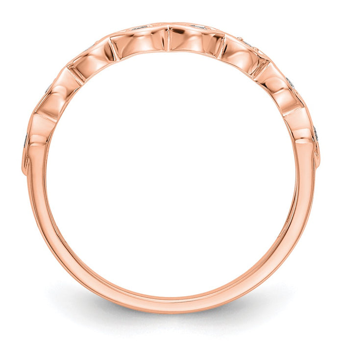 High-Quality 14K Rose Gold Contoured Wedding Band with 1/15 Carat Diamond Accent-2