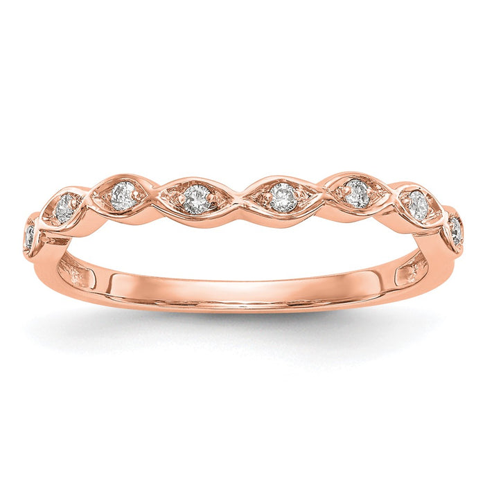 High-Quality 14K Rose Gold Contoured Wedding Band with 1/15 Carat Diamond Accent-1