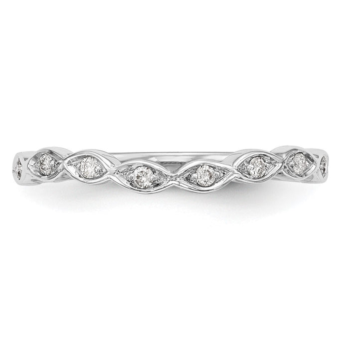 High-Quality 14K White Gold Wedding Band with 1/15 Carat Diamonds - Stylish Value!-4
