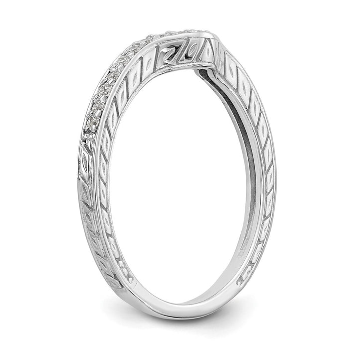 Buy 14K White Gold Contoured Wedding Band with 1/8 Carat Diamonds - Luxury Value-6