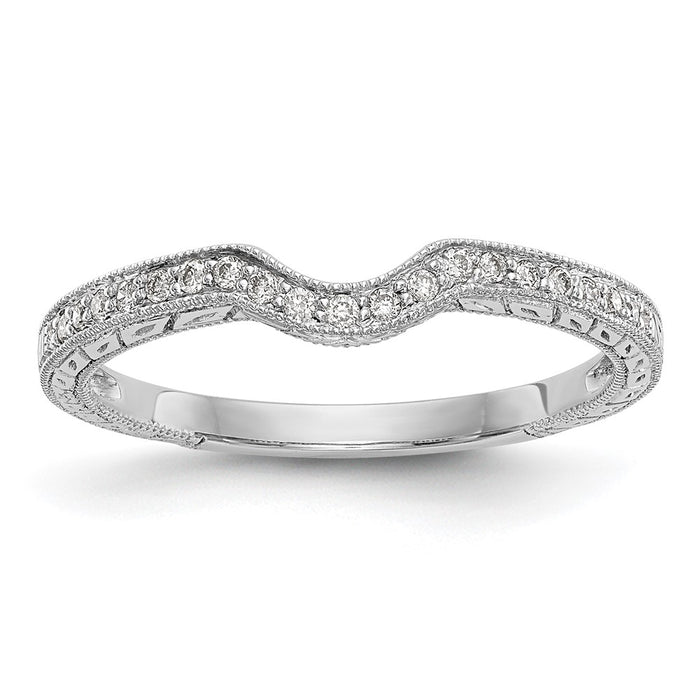 Buy 14K White Gold Contoured Wedding Band with 1/8 Carat Diamonds - Luxury Value-1