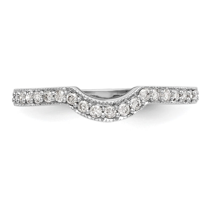 Buy Stylish 14K White Gold Contoured Wedding Band - 1/5 Carat Diamond Value-4