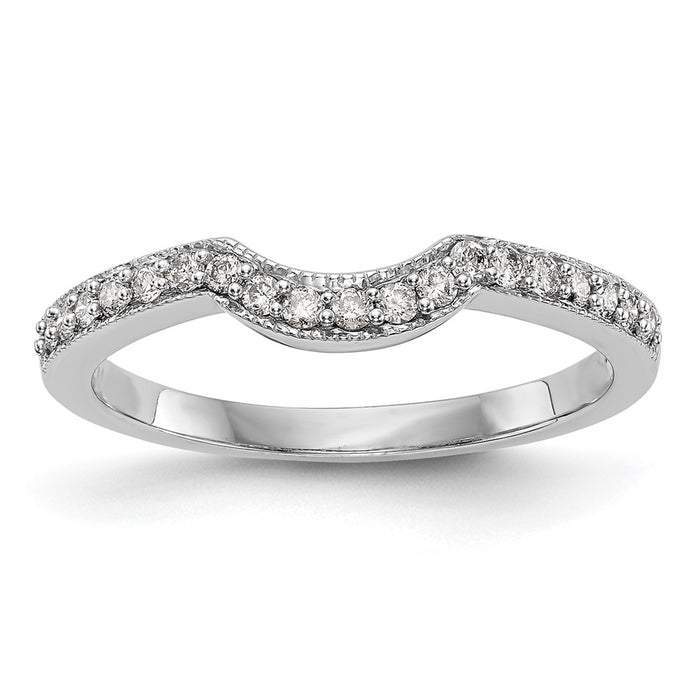 Buy Stylish 14K White Gold Contoured Wedding Band - 1/5 Carat Diamond Value-1