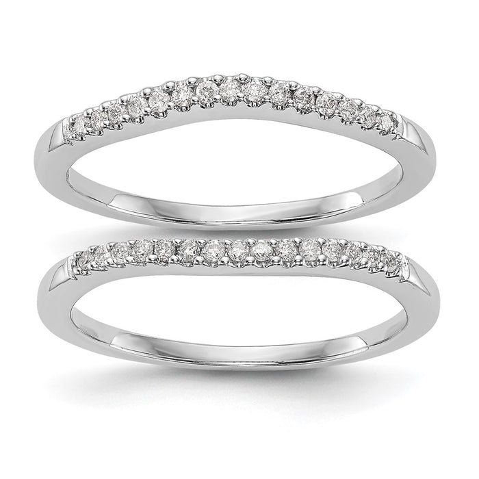 Designer 14K White Gold Wedding Band Set with 1/5 Carat Diamonds - Stylish Value Pair-1