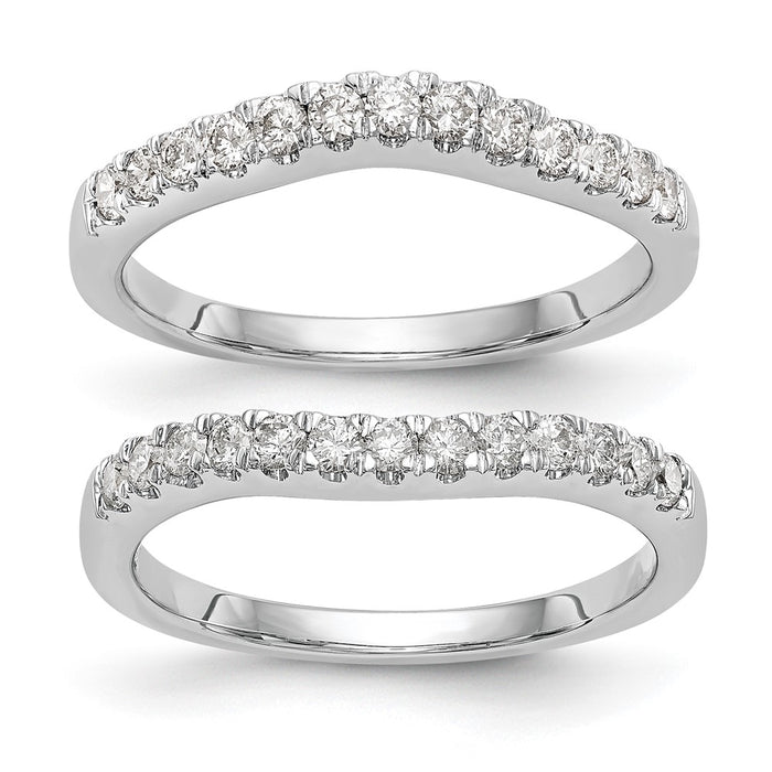 High-quality 14K White Gold Wedding Band Set with 5/8 Carat Diamonds - Stylish Pair of 2-1