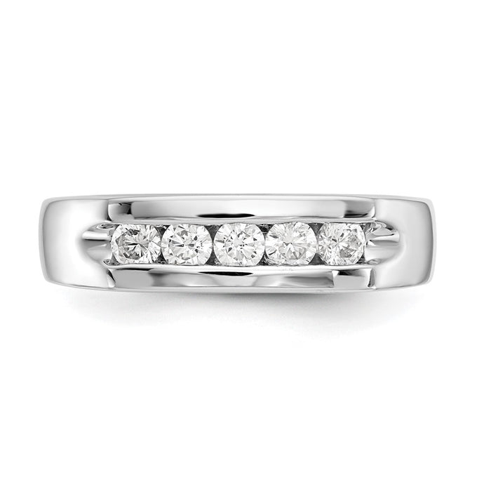 High-Quality 14K White Gold 5-Stone Diamond Band - 3/8 Carat, Stylish Value!-4