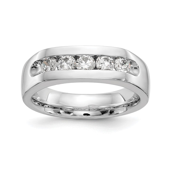 Buy Stylish 14K White Gold 5-Stone Diamond Band - 5/8 Carat Value Deal!-1