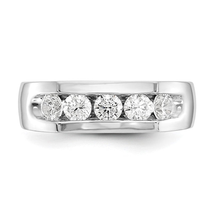 Buy 14K White Gold Open Channel Band - Stylish 5-Stone Setting (3.4mm)-5