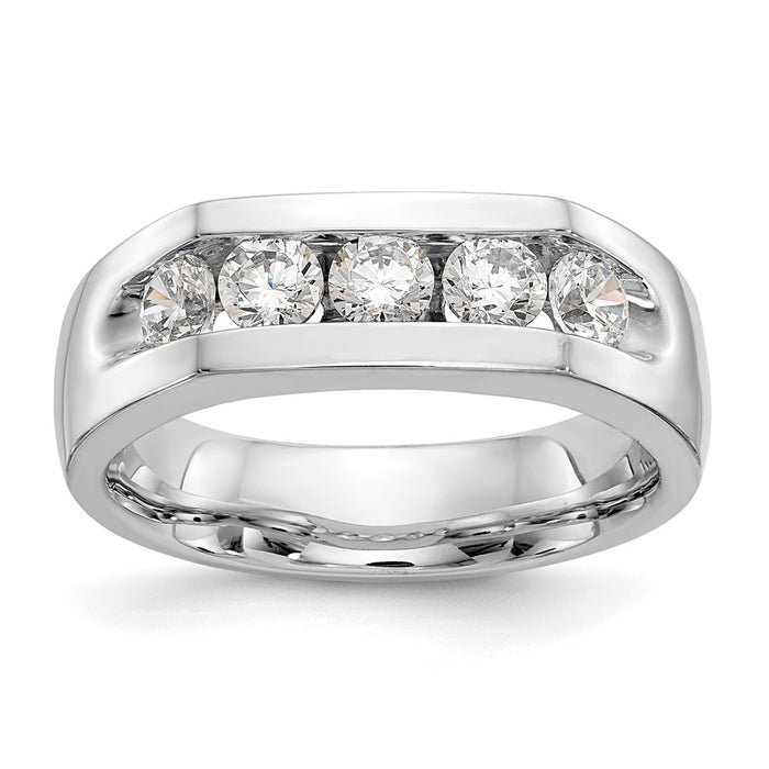 Buy 14K White Gold Open Channel Band - Stylish 5-Stone Setting (3.4mm)-1