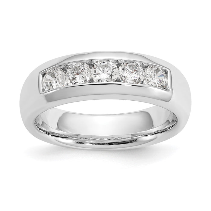 High-Quality 14K White Gold 5-Stone Round Diamond Band - 3/4 Carat Luxury Value-1