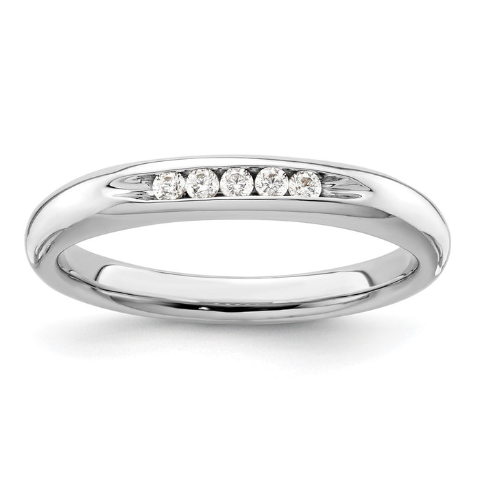 Buy Stylish 14K White Gold 5-Stone Diamond Band - 1/10 Carat Total Weight-1