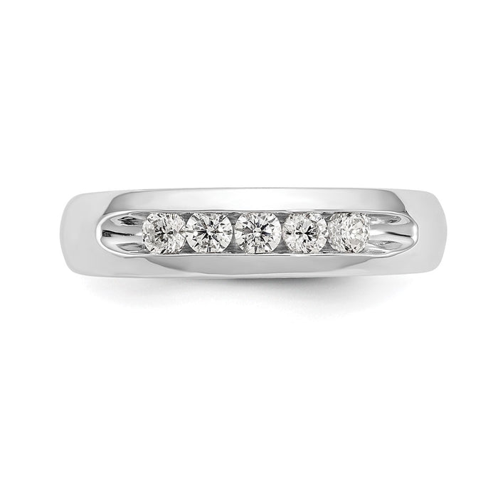 Buy 14K White Gold Open Channel Band for 5-Stone Setting - Stylish Value!-5