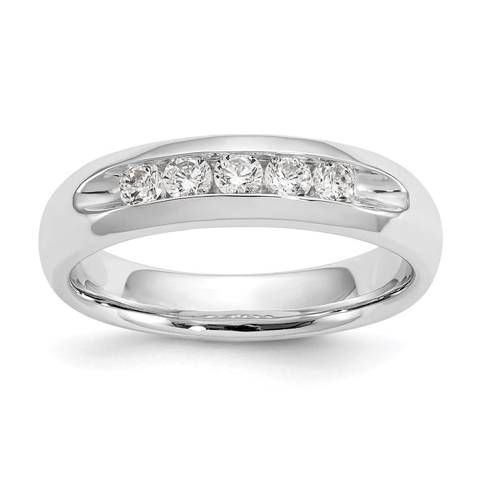 High-quality 14K White Gold 5-Stone Diamond Band - Stylish 1/3 Carat Value-1