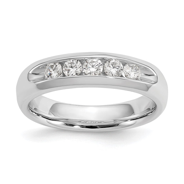 High-quality 14K White Gold 5-Stone Diamond Band - 3/8 Carat, Stylish Value-1