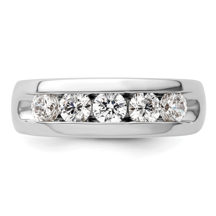 High-Quality 14K White Gold 5-Stone Band with 1 Carat Diamonds - Stylish Value!-4