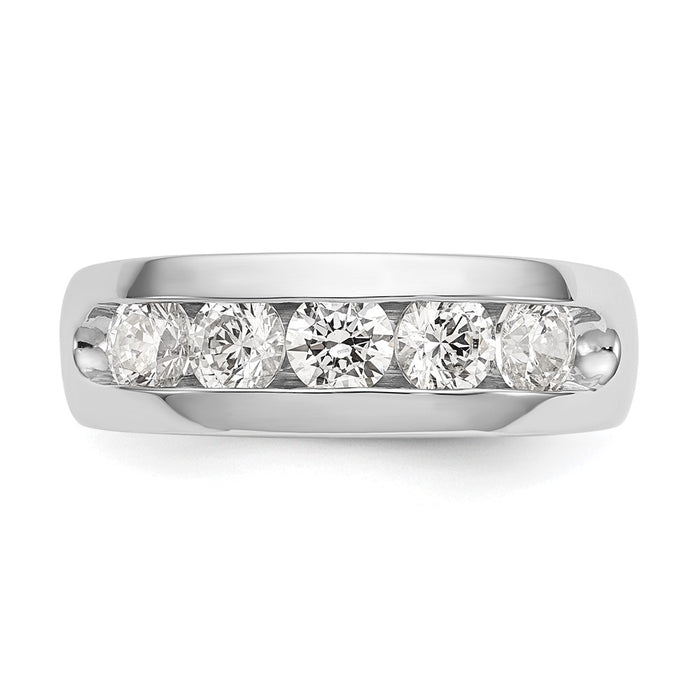 Buy 14K White Gold Open Channel Band for 5-Stone Setting - Stylish Value!-5