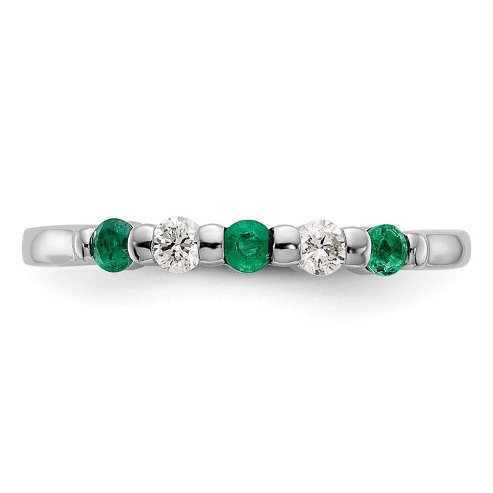 Order Exclusive 14K White Gold Diamond & Emerald Band | 1/10 Carat Luxury-4