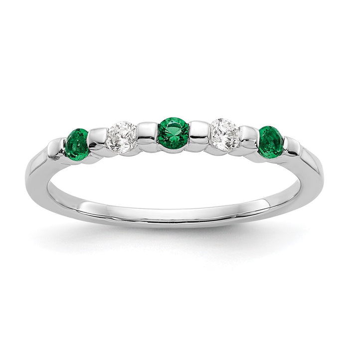 Order Exclusive 14K White Gold Diamond & Emerald Band | 1/10 Carat Luxury-1