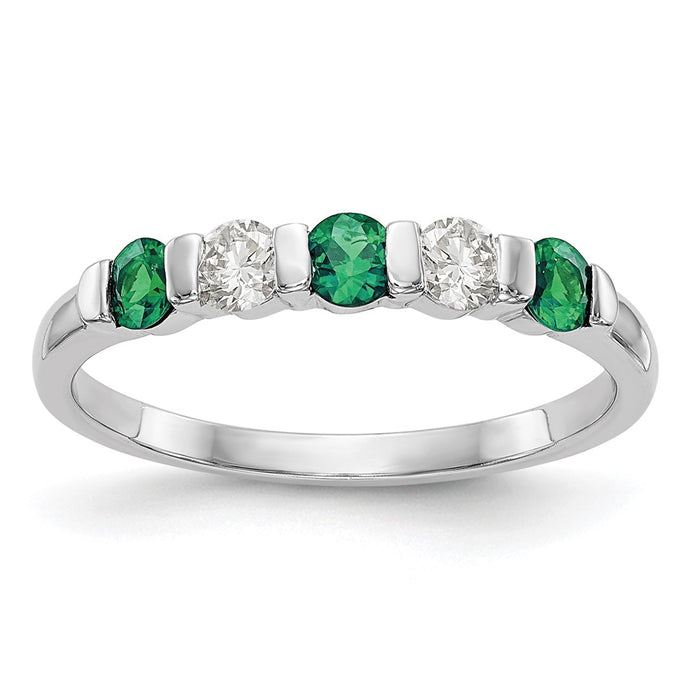 Shop Stylish 14K White Gold Diamond & Emerald Eternity Band, 1/5 Carat Total Weight-1
