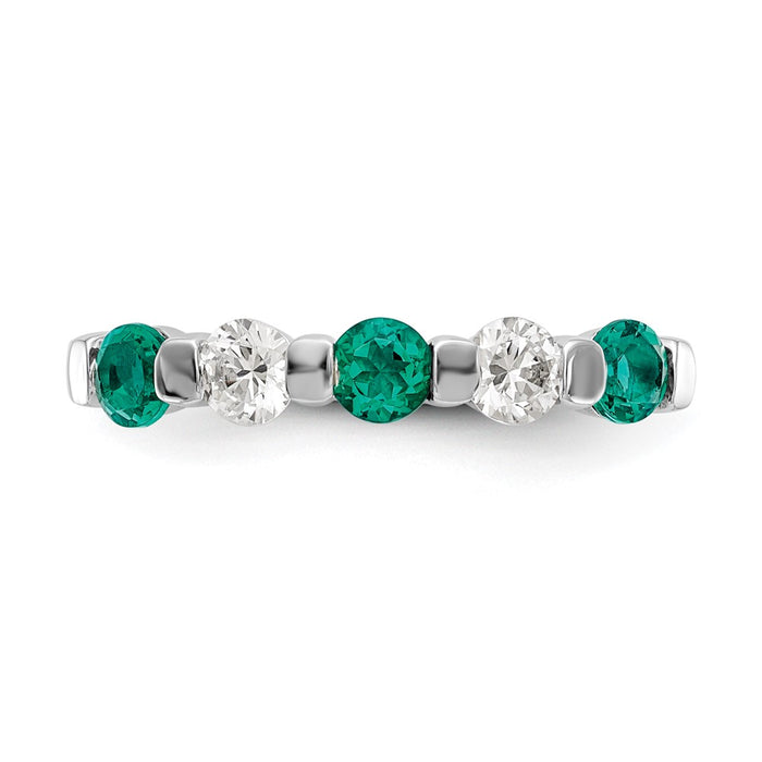 Buy Exclusive 14K White Gold 1/3 Carat Diamond & Emerald Eternity Band-4