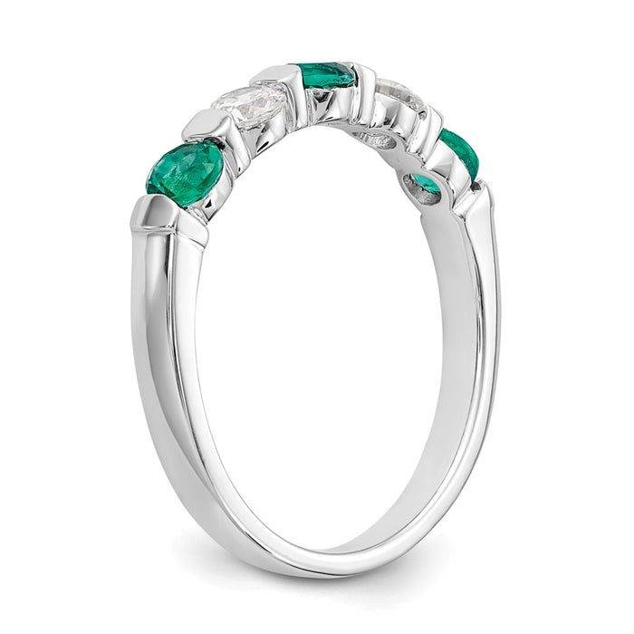 Buy Exclusive 14K White Gold 1/3 Carat Diamond & Emerald Eternity Band-6