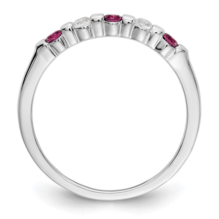 Shop Stylish 14K White Gold Diamond & Ruby Full Band Ring, 1/10 Carat Diamonds-2