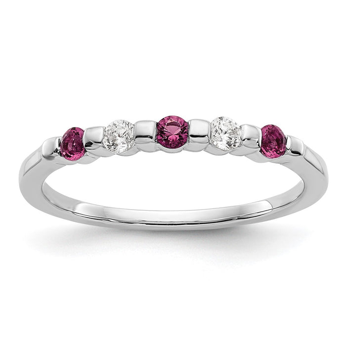 Shop Stylish 14K White Gold Diamond & Ruby Full Band Ring, 1/10 Carat Diamonds-1