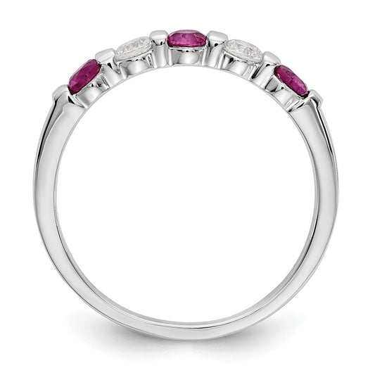 Buy Exclusive 14K White Gold Diamond & Ruby Band Ring, 1/5 Carat Value!