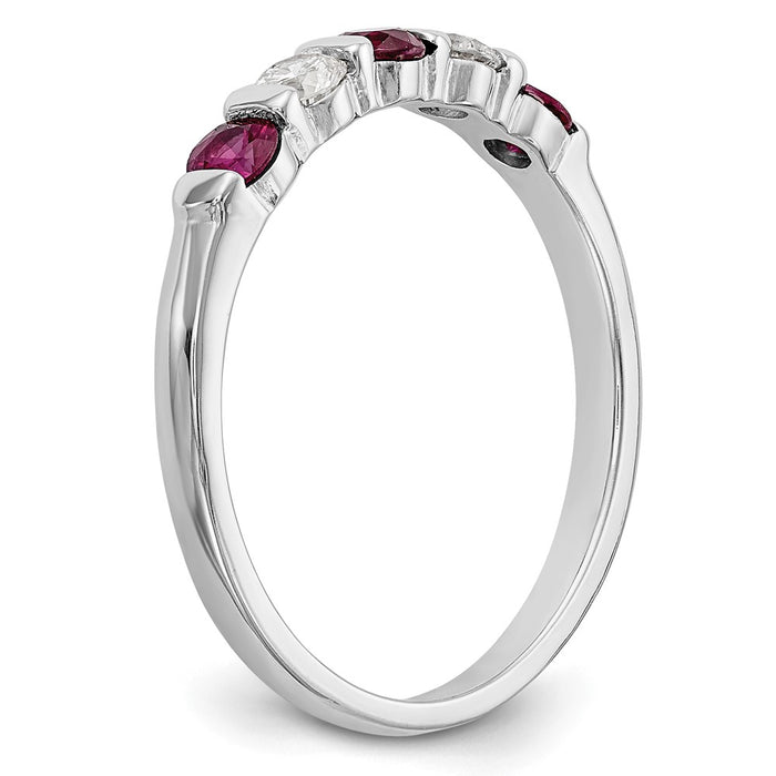 Buy Exclusive 14K White Gold Diamond & Ruby Band Ring, 1/5 Carat Value!-6