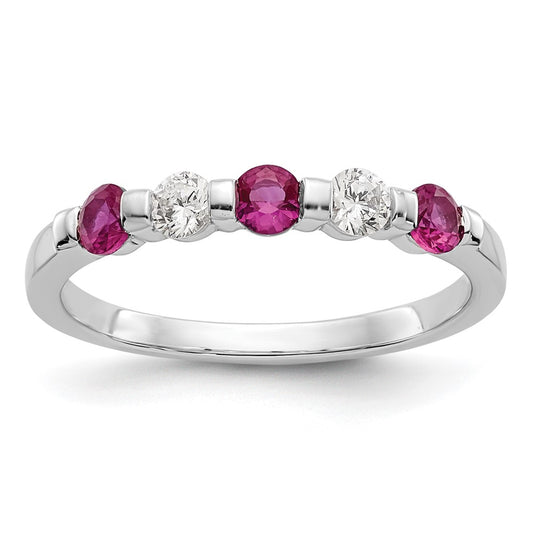 Buy Exclusive 14K White Gold Diamond & Ruby Band Ring, 1/5 Carat Value!