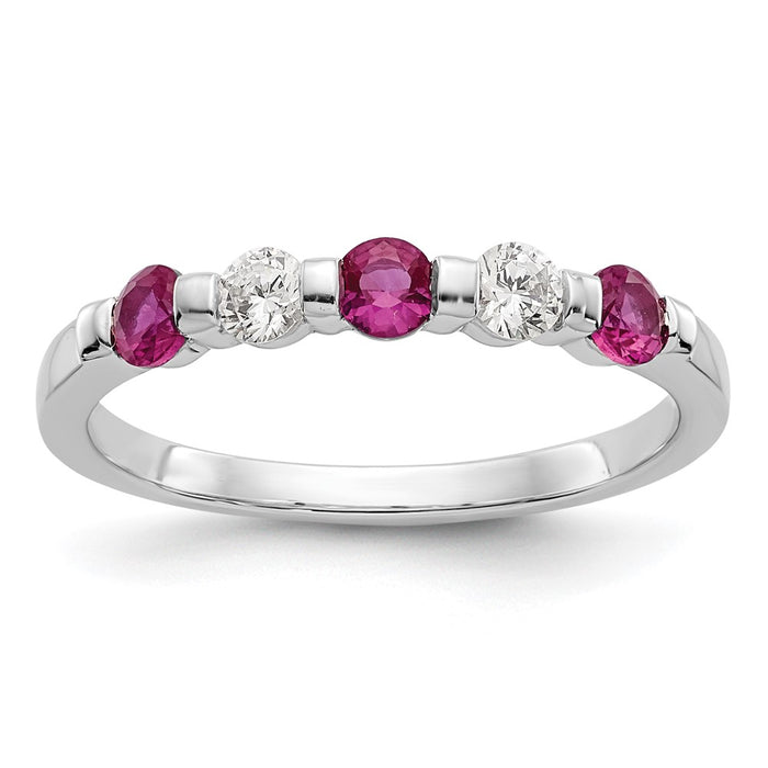 Buy Exclusive 14K White Gold Diamond & Ruby Band Ring, 1/5 Carat Value!-1