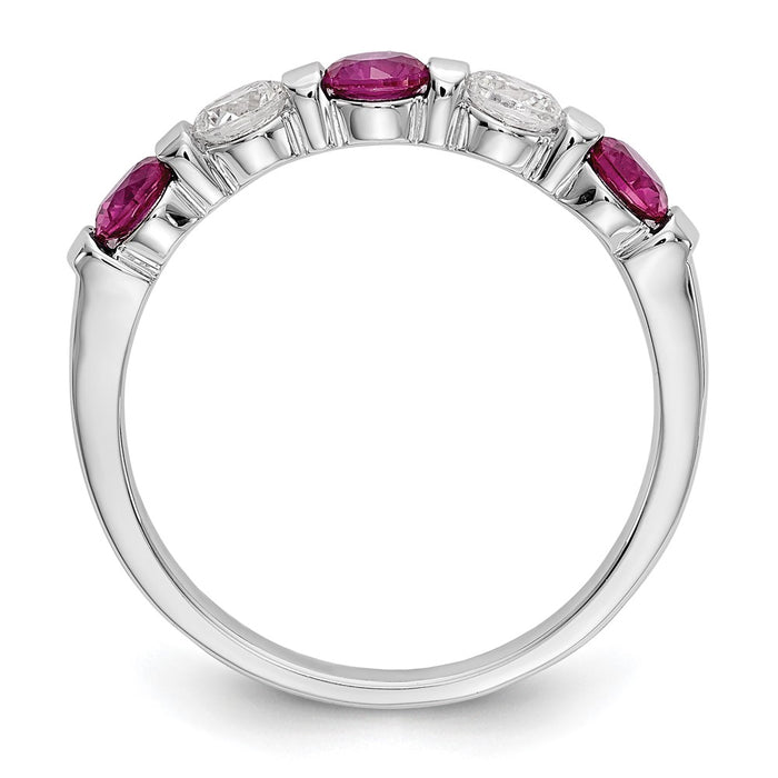 Buy Exclusive 14K White Gold Eternity Band with 1/3 Carat Diamond & Ruby - Affordable Luxury!-2